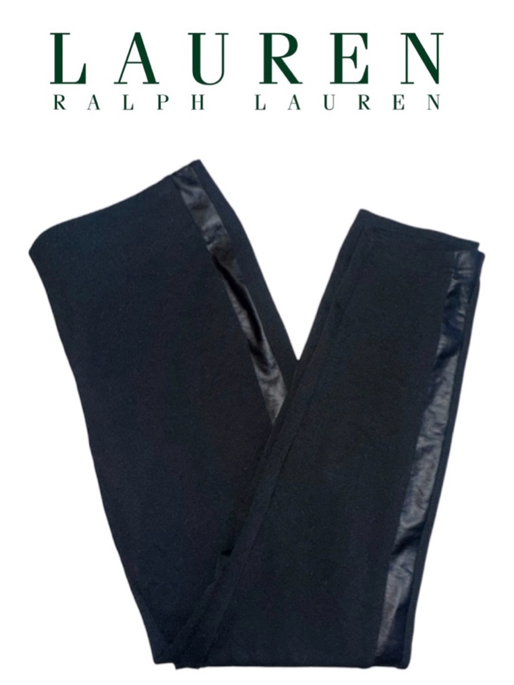 LAUREN RALPH LAUREN Black Ponte Pull-on Pants Tuxedo Equestrian Upscale Women M